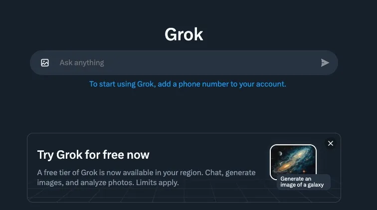 X Expands Access to AI Chatbot Grok for Free Users, Currently Testing in New Zealand